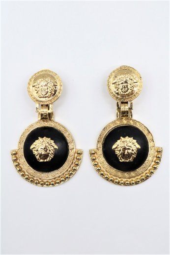 【vintage】VERSACE / medusa motif  swing gold earrings