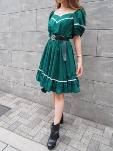 vintagepentagon neck off shoulder flare dress