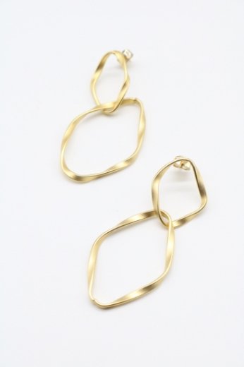 gold double hoop pierced earrings