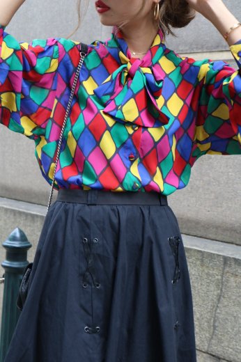 vintagefront ribbon multi color blouse