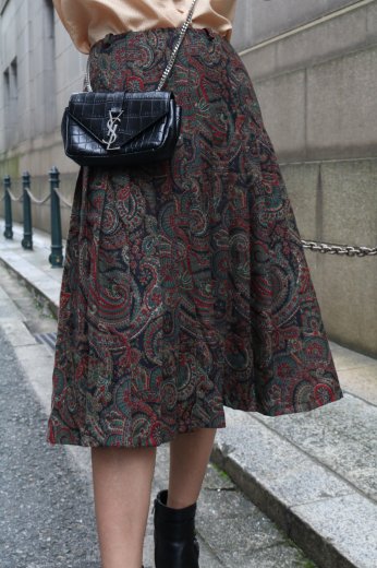 vintagepaisley pattern pleats skirt