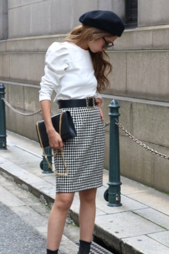 【vintage】hounds tooth check pattern mini skirt