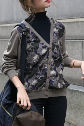 vintageChristian Dior / golf classic pattern cardigan / khaki