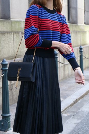 vintageYves Saint Laurent / multi color stripe wool rib knit tops