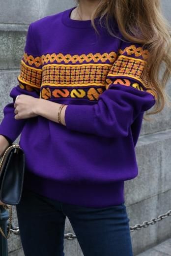 vintageYves Saint Laurent / edge design wool knit tops / purple