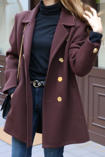 vintageYves Saint Laurent / front gold logo button wool jacket coat / brown