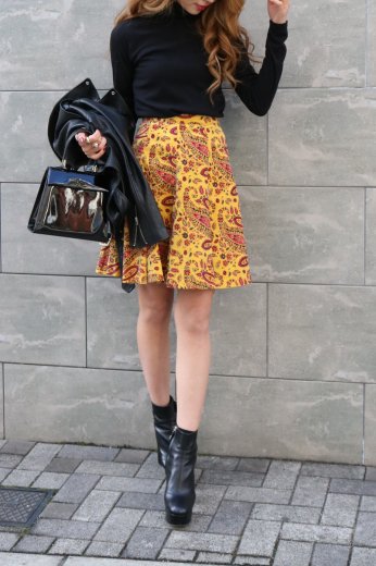 vintageKENZO / paisley pattern flare mini skirt