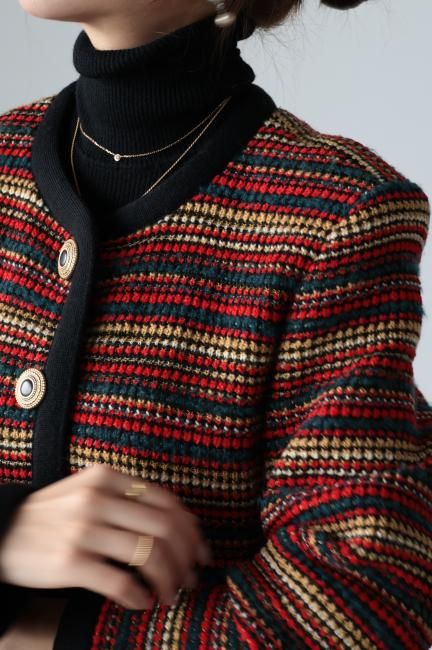 vintage】Yves Saint Laurent / gold retro button collarless