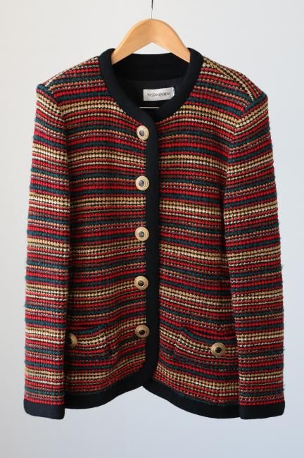ジャケット・アウター Vintage Yves Saint Laurent knit jacket vintage】Yves Saint Laurent / 90's round neck black line