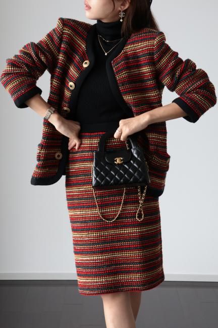 専用✨Yves Saint Laurent　ノーカラージャケット　ニット　刺繍 希少】イヴサンローラン ニットジャケット ノーカラー 刺繍