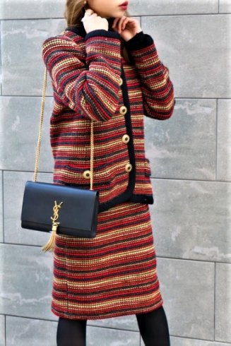 【vintage】Yves Saint Laurent / no collar jacket & narrow skirt set up