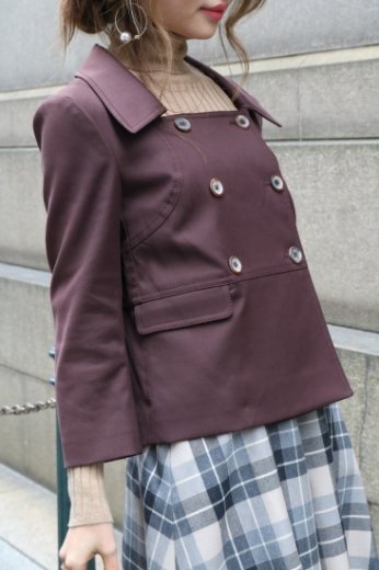 【vintage】CELINE / square neck double button jacket / brown