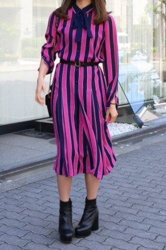 vintagefront ribbon stripe pattern see-through dress