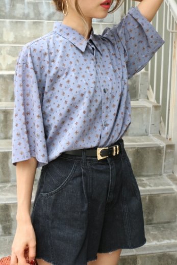 vintage standard collar patterned all over blouse 