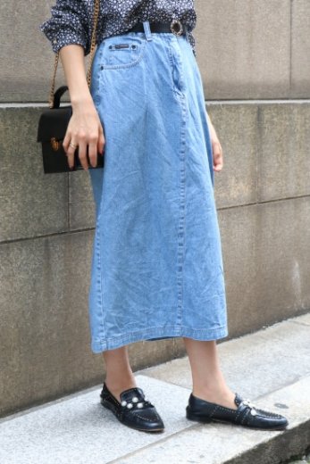 【vintage】back slit pencil denim skirt