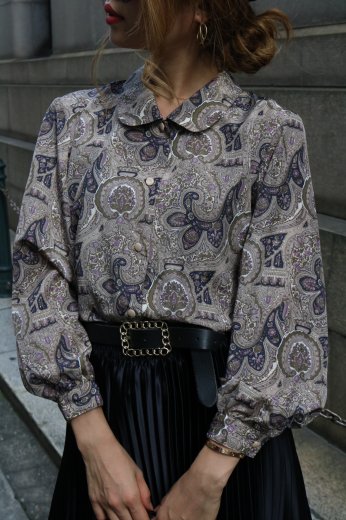 vintageround collar paisley pattern blouse