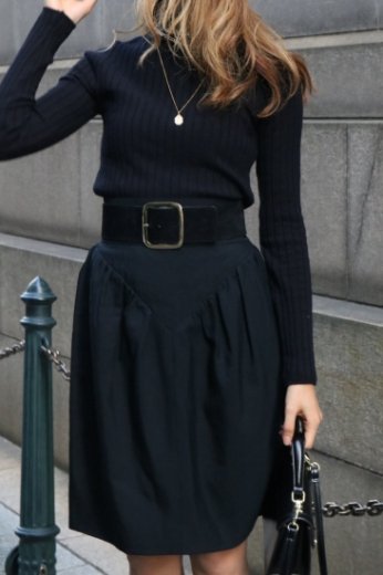 vintageYves Saint Laurent / high waist yoke design skirt / black