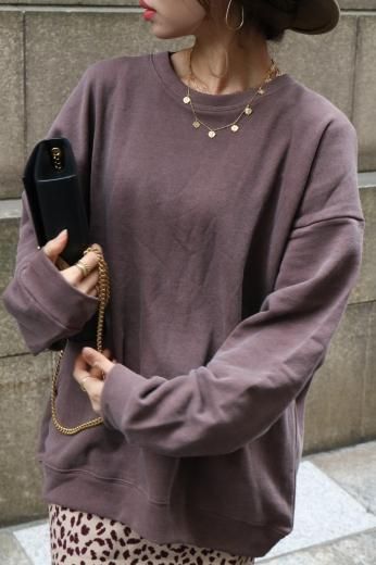crew neck sweat tops / wine