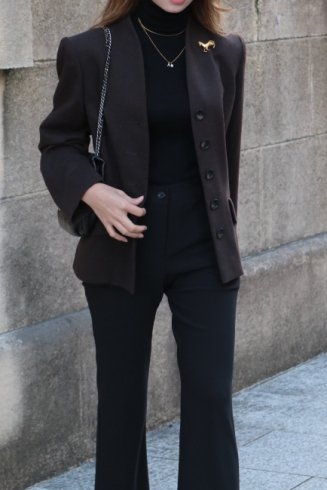 【vintage】Yves Saint Laurent / horse broach back collar jacket / brown