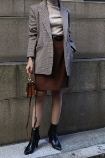 vintageChristian Dior / logo charm wool skirt / brown