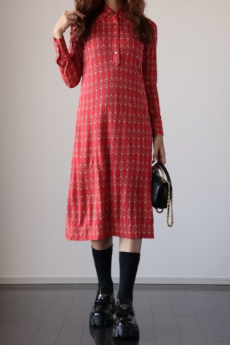 vintageCELINE / 80's chain motif silk dress