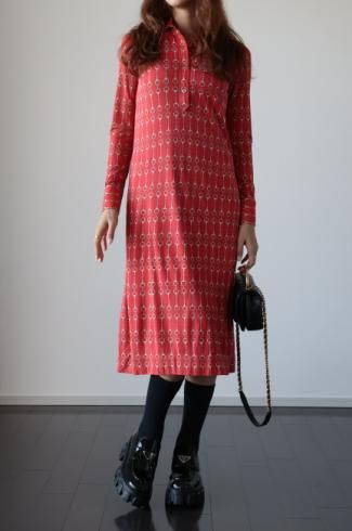 vintageCELINE / 80's chain motif silk dress