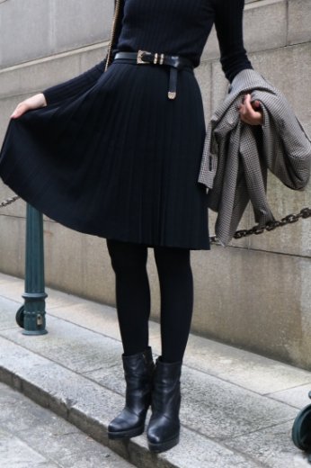 vintageYves Saint Laurent / west gather pleats skirt / black