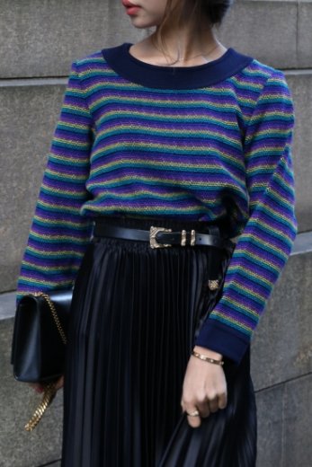 vintageYves Saint Laurent / multi color stripe pattern wool knit tops