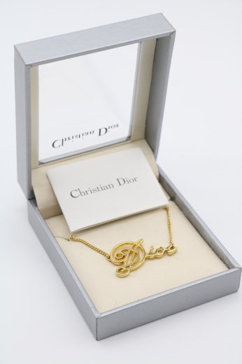vintageChristian Dior / gold logo chain necklace