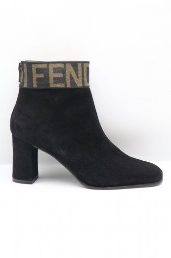 【vintage】FENDI / logo tape suede heel short boots