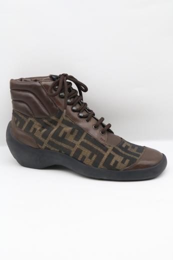 vintageFENDI / zucca pattern leather highcut sneakers 