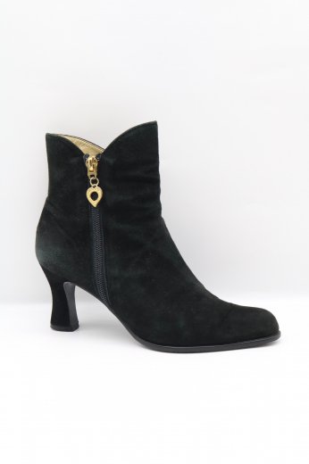 【vintage】Yves Saint Laurent / gold heart charm suede heel short boots