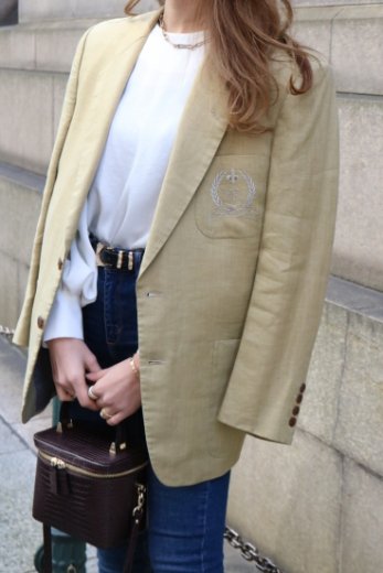 vintageChristian Dior / embroidery logo linen tailored jacket