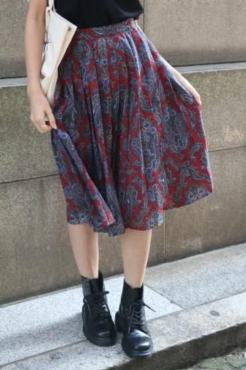 vintagepaisry pattern pleats skirt