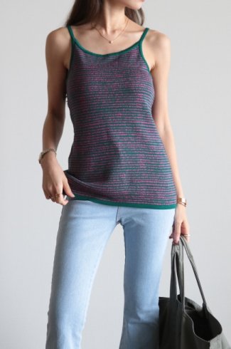 vintageYves Saint Laurent / design stripe bicolor knit camisole