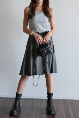 【vintage】FENDI / stripe sleeveless tops docking chambray flare dress