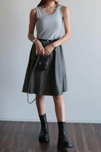 vintageFENDI / stripe sleeveless tops docking chambray flare dress