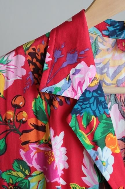 vintage】KENZO / open collar floral button down long shirt vintage】KENZO / open collar floral button down long shirt