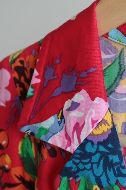 vintage】KENZO / open collar floral button down long shirt