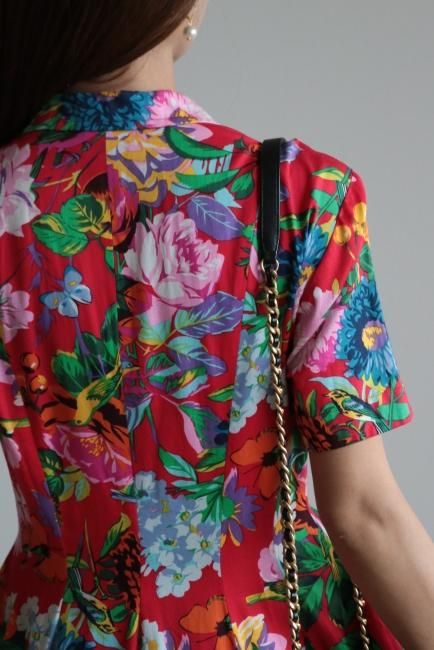 vintage】KENZO / open collar floral button down long shirt vintage】KENZO / open collar floral button down long shirt