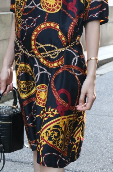 vintage】CELINE / macadam charm chain scarf motif long dress 