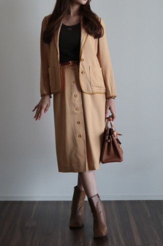 【vintage】Christian Dior / shawl collar jacket & button down flare skirt set up