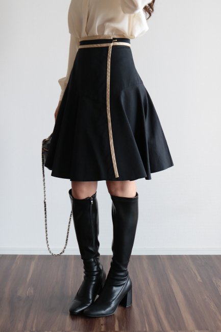 vintage】Yves Saint Laurent / bicolor flare wrap skirt - Madder