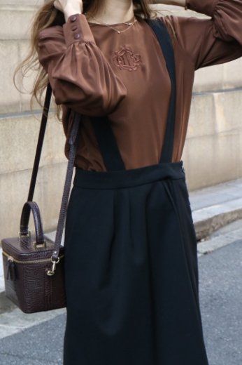 vintageChristian Dior / logo motif embroidery back button silk blouse