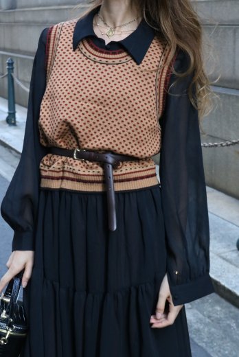 【vintage】CELINE / round neck patterned all over knit vest