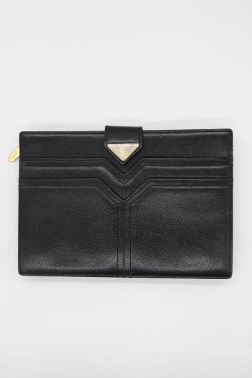 Vintage YSL Clutch Bag Logo Black★ Yves Saint Laurent Vintage Black YSL Logo Saffiano Leather
