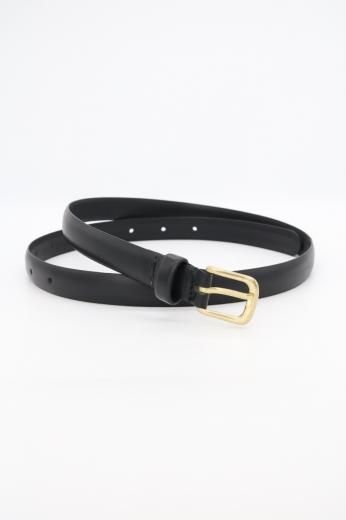 fake leather plain belt / black