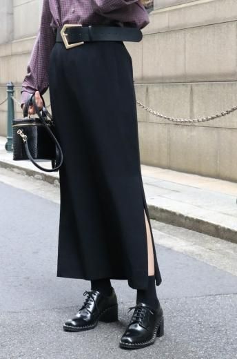 vintageYves Saint Laurent / side slit tucking long skirt