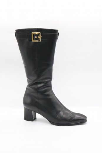 【vintage】Yves Saint Laurent / side YSL logo buckle belt square toe boots