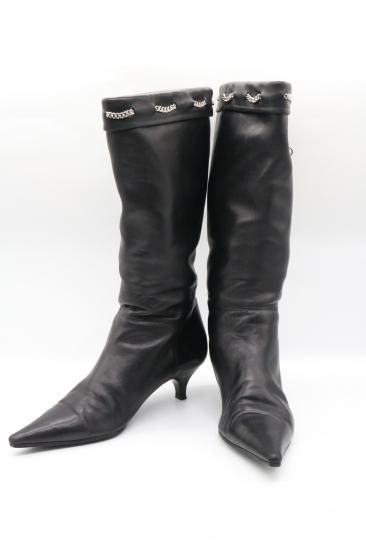 vintage】Christian Dior / logo star charm pointed toe heel boots